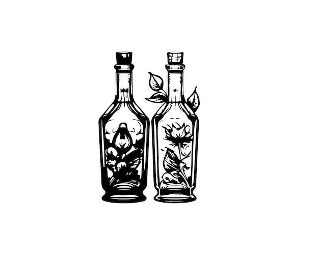 Szkic Ręcznie rysowana butelka sztuki pojedynczej linii