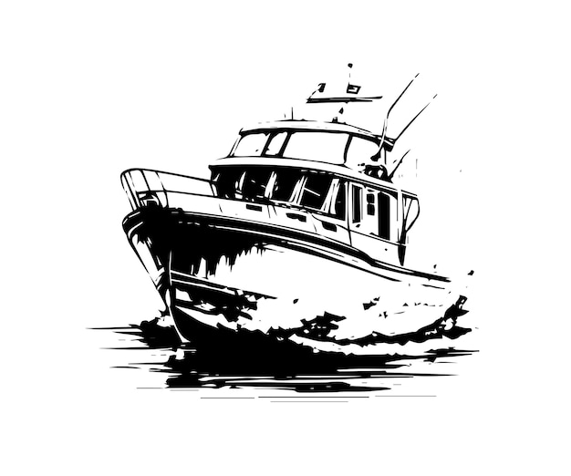 Szkic Ręcznie rysowane pojedyncza linia sztuki statek używać do plakatu logo i tła
