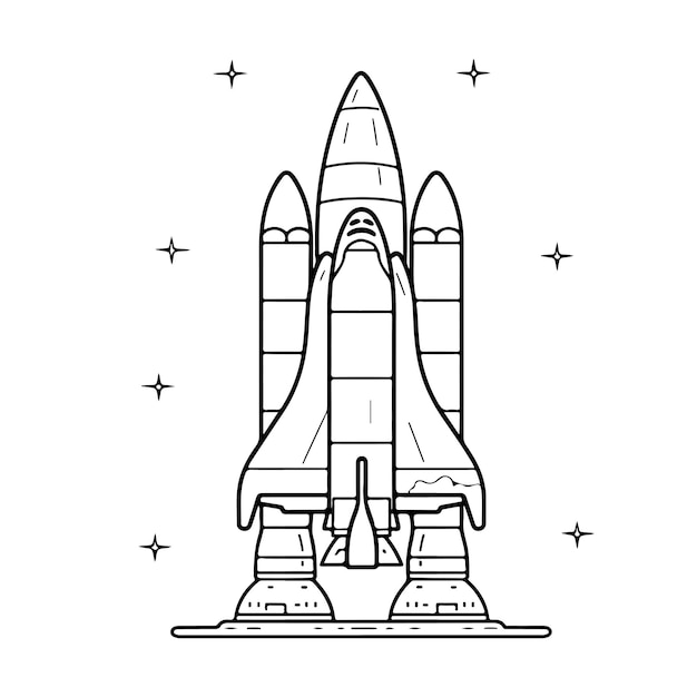 Szkic Ręcznie Rysowane Pojedynczej Linii Sztuki Kolorowanki Rocket Day