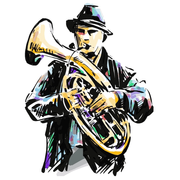 Plik wektorowy szkic rysowania ręki jazzmana
