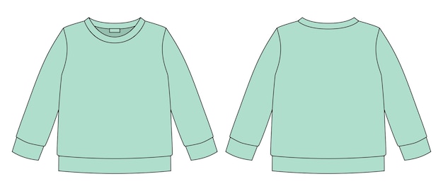 Szkic Techniczny Bluza Dzieci Noszą Sweter Szablon Projektu Kolor Miętowy