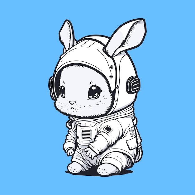 Plik wektorowy szkic uroczego astronauty-królika