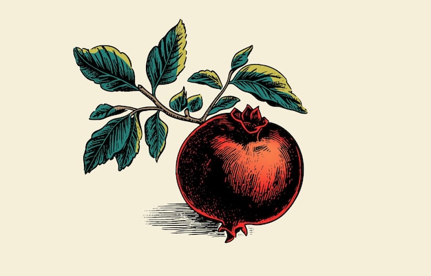 Plik wektorowy szkic vintage wektor granatu ręcznie rysowane ilustracja kolor owoców tropikalnych