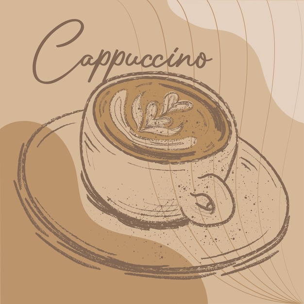 Szkic Wektor Kubek Capuccino