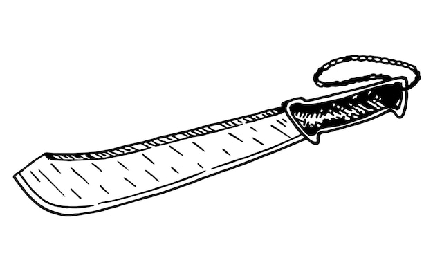 Plik wektorowy szkic wektor maczeta nóż ręcznie rysowane wektor ilustracja izolowany na białym tle widok z góry