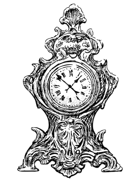 Szkic Zabytkowego Zegarka Stołowego