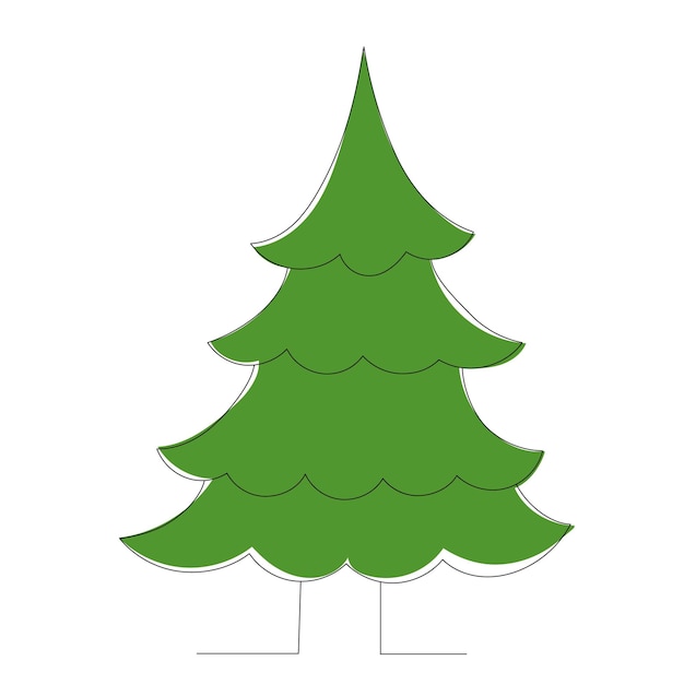 Szkic Zielony Kontur Drzewa Na Białym Tle Wektor
