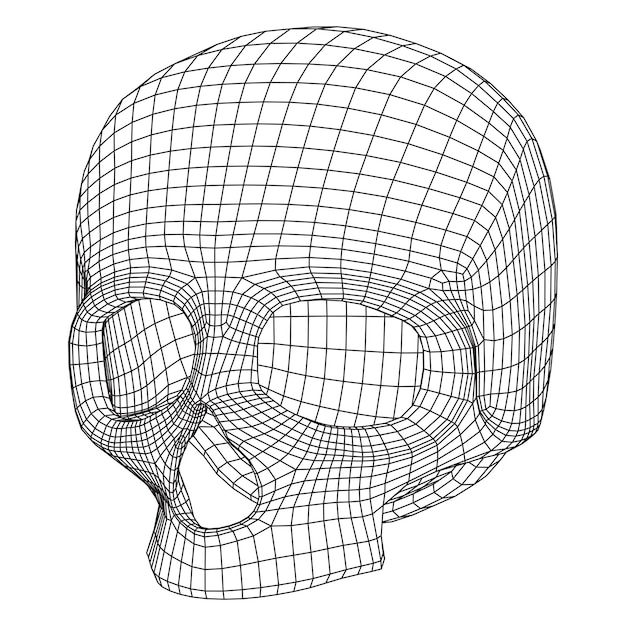 Plik wektorowy szkielet czaszki low poly mesh wektor ilustracja technologia koncepcja życia i śmierci