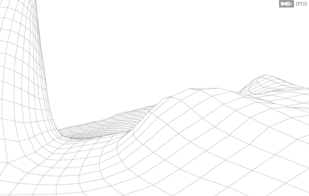 Szkieletowy krajobraz na białym tle Abstrakcyjne geometryczne tło technologii wektorowej 3d cyfrowe tło wektorowe