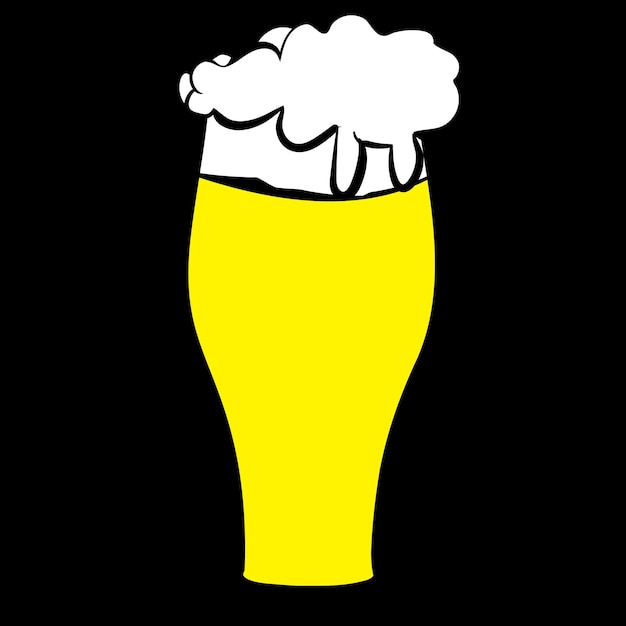 Szklanka do piwa z żółtym światłem, smacznym, odurzającym piwem rzemieślniczym, gęstą pianką spływającą wzdłuż