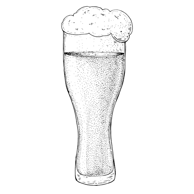 Szklanka Piwa Szkic Ręcznie Rysowane Ilustracji Wektorowych