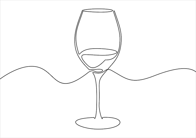 Plik wektorowy szklanka wina w ciągłym stylu rysunkowym minimalistyczny szkic czarnej linii