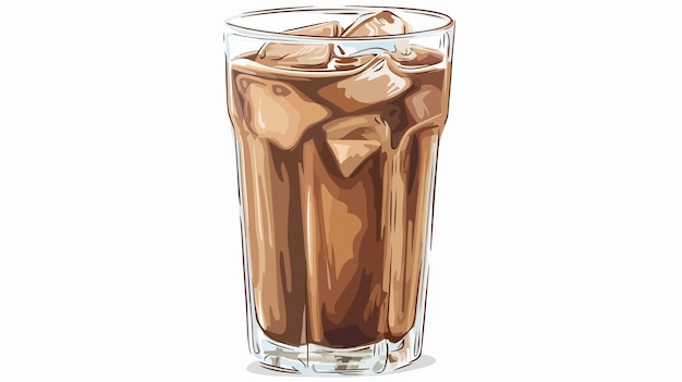 Plik wektorowy szklankę mrożonej herbaty z lodem i brązowym napojem