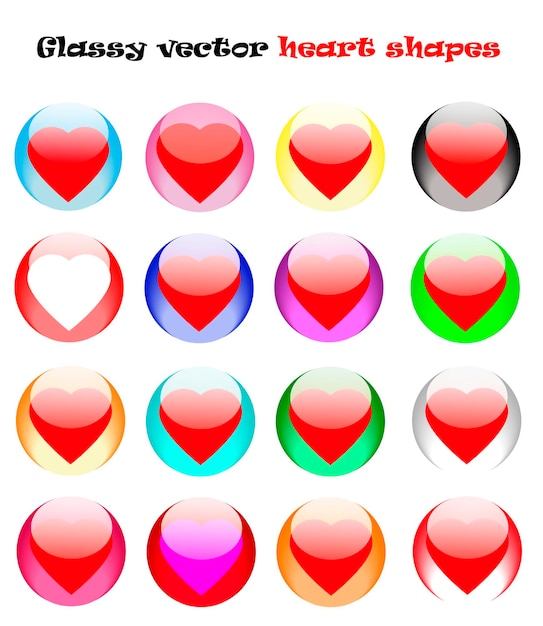 Szkliste wektorowe kształty serca