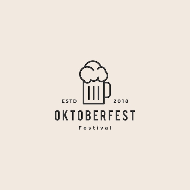 Szkło Piwa Oktoberfest Festiwal Logo Hipster Vintage