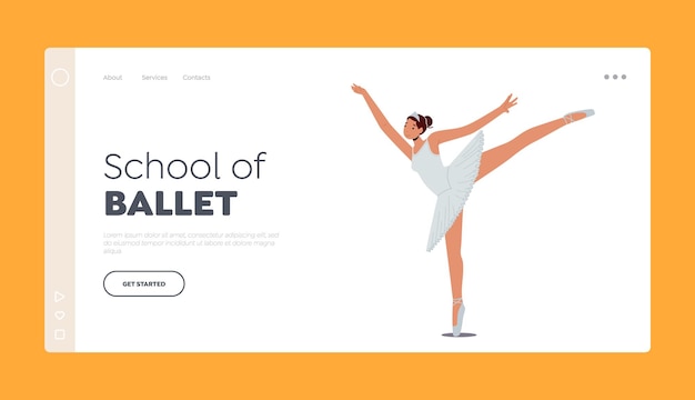 Szkoła Baletu Szablon Strony Docelowej Dziewczyna Taniec Baleriny Kobiecy Charakter Trening W Szkole Baletowej Kobieta Tancerka