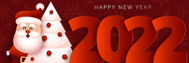 Sztandar bożonarodzeniowy ze świętym mikołajem i choinką Wesołych świąt i szczęśliwego nowego roku sztandar 2022