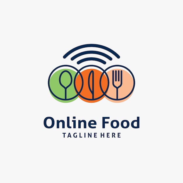 Plik wektorowy sztućce i urządzenia bezprzewodowe do projektowania logo żywności online