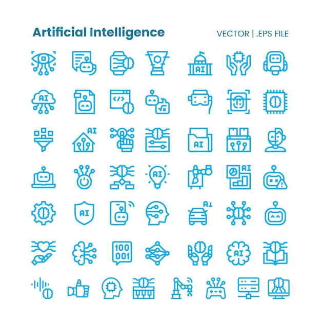 Plik wektorowy sztuczna inteligencja ikony plik wektorowy z niebieskim kolorem