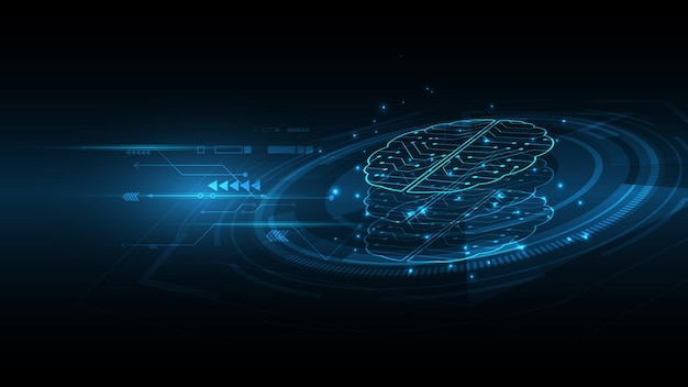 Sztuczna Inteligencja Tło Technologii Mózg Ludzki Graficzny Cyfrowy Drut Kropka I Linia