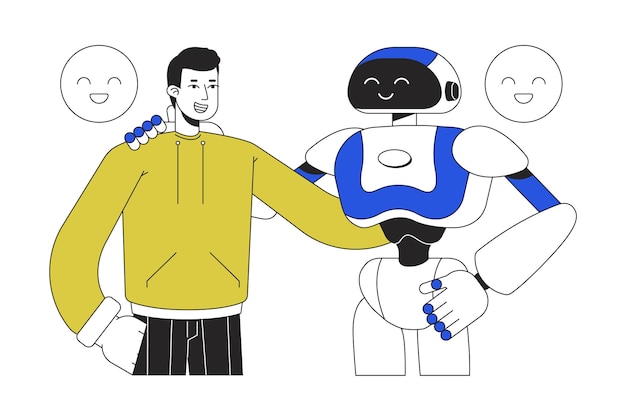 Sztuczna inteligencja w codziennym życiu linii koncepcji ilustracji wektorowych miejscu