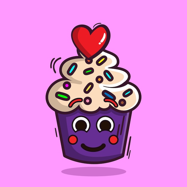Sztuka ilustracja ikona logo walentynki symbol miłość romans kolorowe serce filiżanka ciasta kawaii doodle