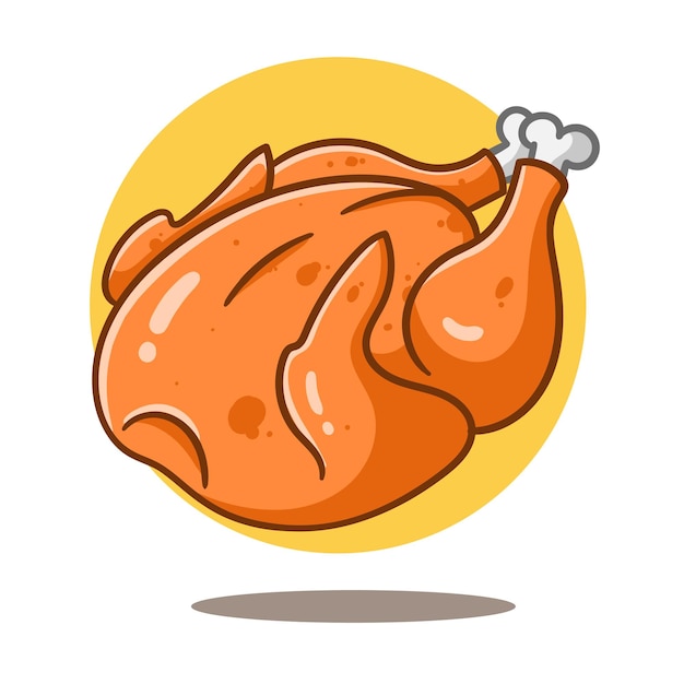 Plik wektorowy sztuka ilustracja kreskówka smażony kurczak, płaski styl kreskówki