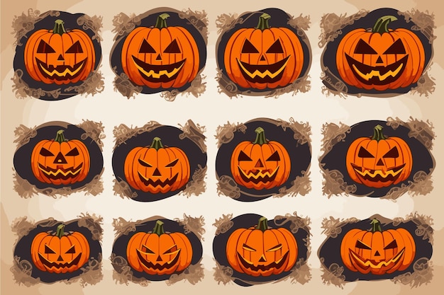 Sztuka Wektorowa Halloween Wiedźma Dyni Pająk Ilustracja Horror świece Przerażające