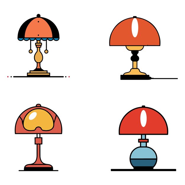 Sztuka wektorowa lampy stołowej Set