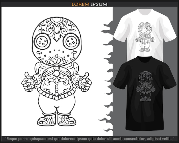 Plik wektorowy sztuki mandali voodoo izolowane na czarno-białej koszulce