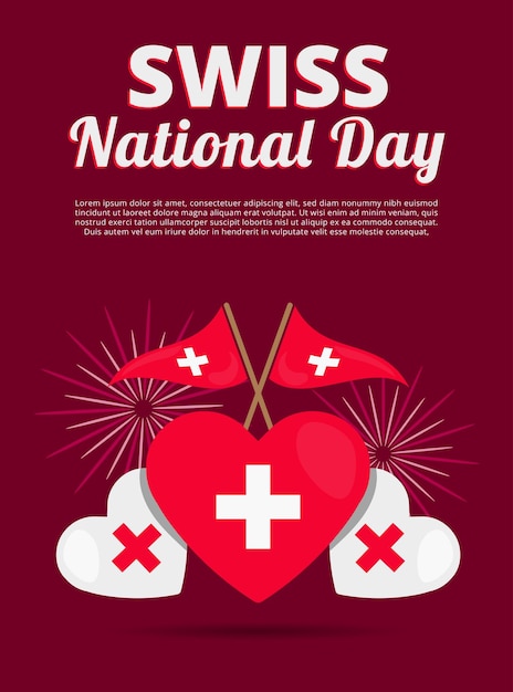 Plik wektorowy szwajcaria 1 sierpnia narodowe święto banner element projektu szwajcarski