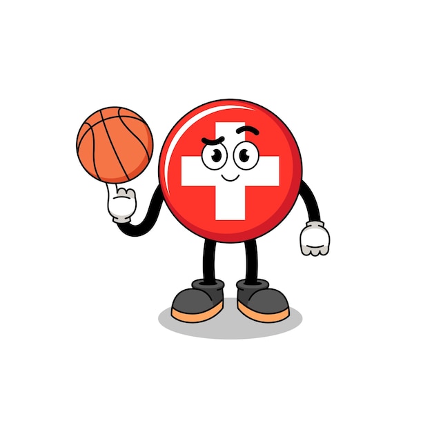 Szwajcaria Ilustracja Jako Koszykarz