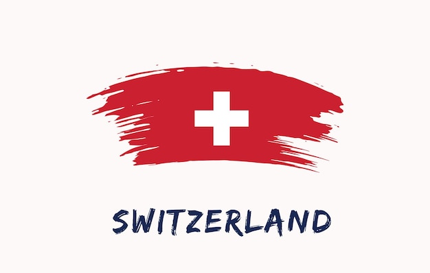 Szwajcaria malowana szczotką flaga kraju malowana tekstura białe tło Dzień Narodowy