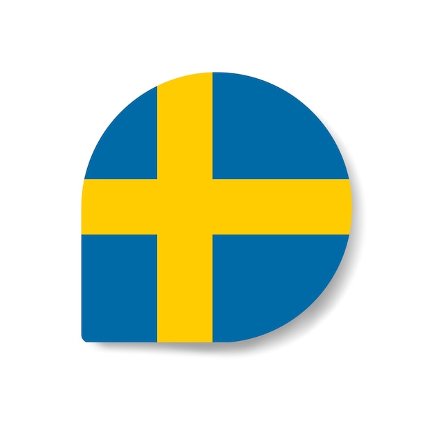 Szwecja upuść flagę ikona z cieniem na białym tle