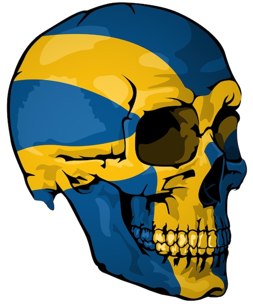 Plik wektorowy szwedzka flaga namalowana na czaszce