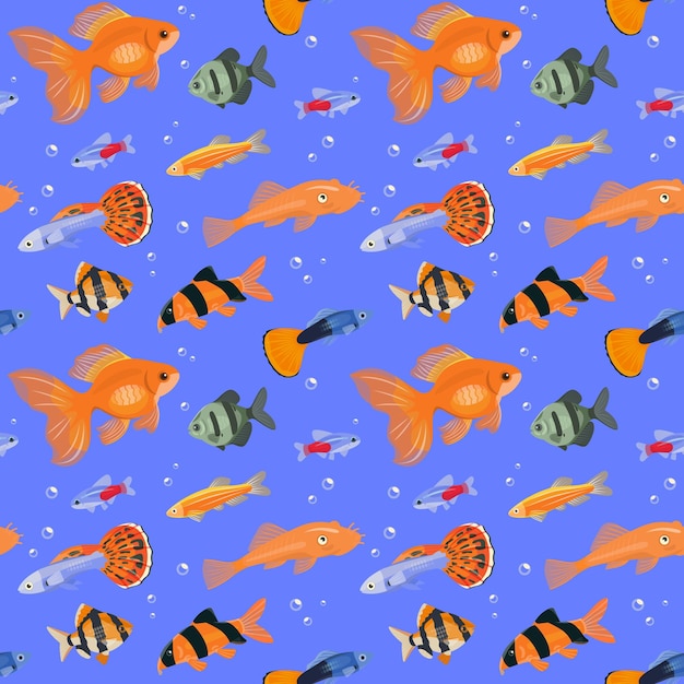 Plik wektorowy szwu z ryb akwariowych kolorowe ilustracji wektorowych