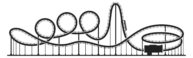 Plik wektorowy szybka jazda po parku czarna sylwetka kolejki górskiej