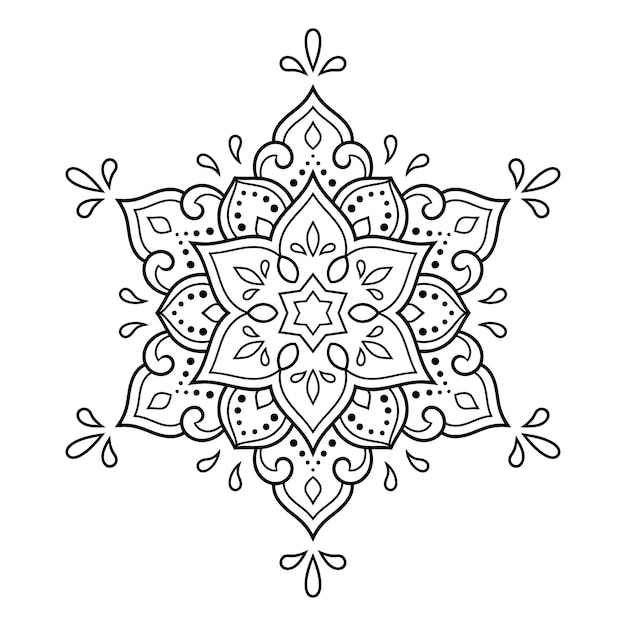 Szyk Kołowy W Formie Mandali Z Kwiatem Do Dekoracji Tatuażu Henna Mehndi Dekoracyjny Ornament W Etnicznym Stylu Orientalnym Zarys Doodle Ręka Rysować Wektor Ilustracja