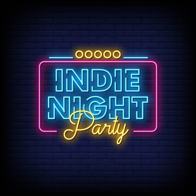 Szyld Neon Party Indie Night Na Mur Z Cegły