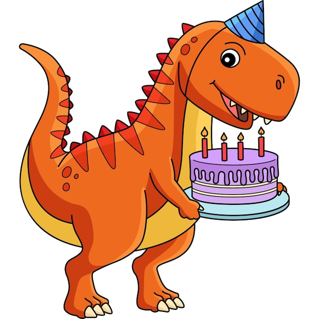 T Rex z Happy Birthday Cartoon Colored Clipart