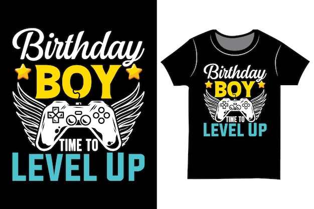 T-shirt Game Vintage Birthday Boy. Koszulka Game Control Level Up.