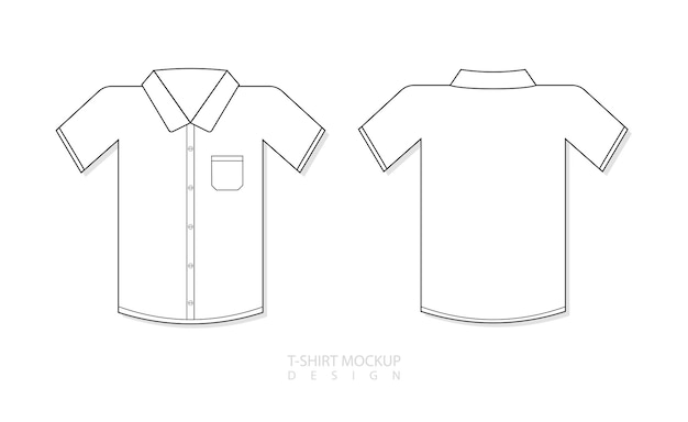 T-shirt Line Art Mock Up Męski T-shirt Wektorowy Szablon Przedni I Tylny Widok Pusty Projekt Odzieży Dla Mężczyzn