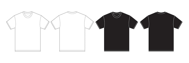 T-shirt Mockup Oneck Czarno-Biały Casual Basic Przedni i Z tyłu
