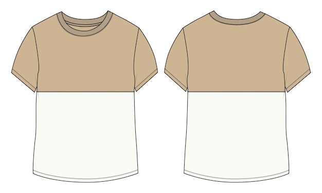 Plik wektorowy t shirt płaski szkic wektor ilustracja szablon przód i tył widoki