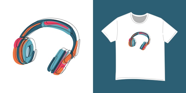 Plik wektorowy t shirt projekt abstrakcyjne słuchawki