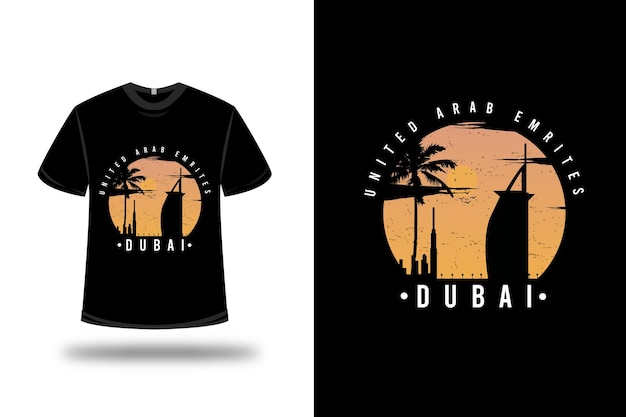 T-shirt United Em Rites Dubai W Kolorze żółtym I Jasnopomarańczowym