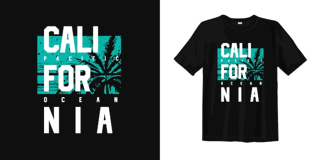 T-shirt Z Grafiką California Pacific Ocean Z Sylwetką Palmy