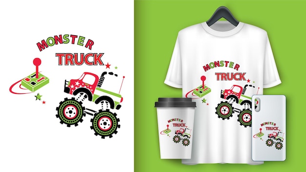 Plik wektorowy t-shirt z logo monster trucks