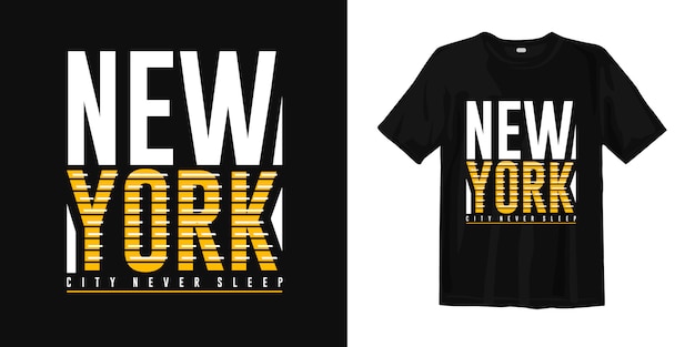 T-shirt Z Nadrukiem Typograficznym W Nowym Jorku