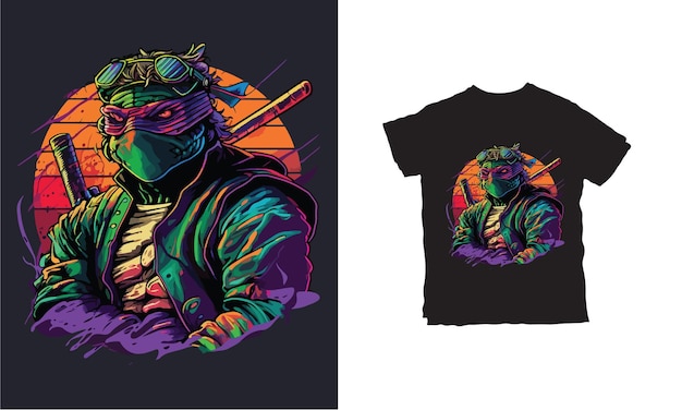 Plik wektorowy t-shirt z napisem t-shirt z at-shirtem z napisem t-shirt żółw ninja.